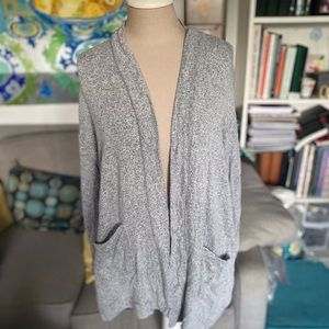 American Eagle Open Back Cardigan M Gray Heather Stretch Viscose Blend VGUC